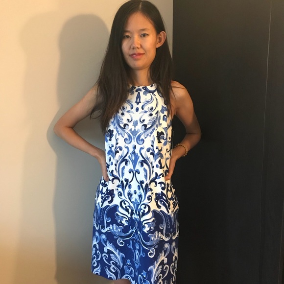 ralph lauren blue white dress